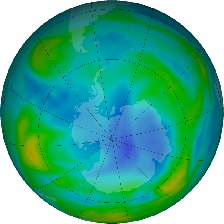 Antarctic ozone map for 21 June 2000